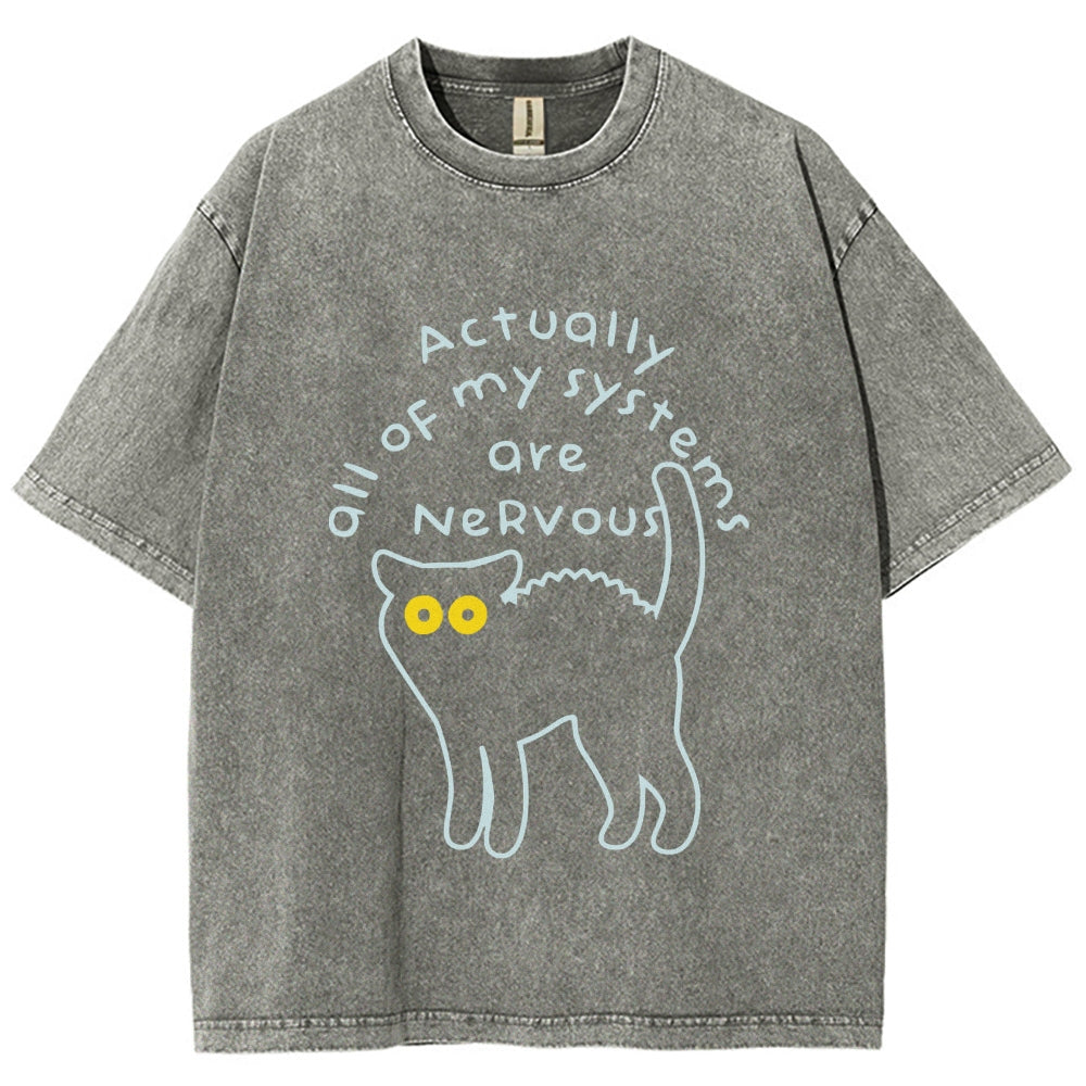 Actually All Of My Systems Are Nervous Washed T-Shirt