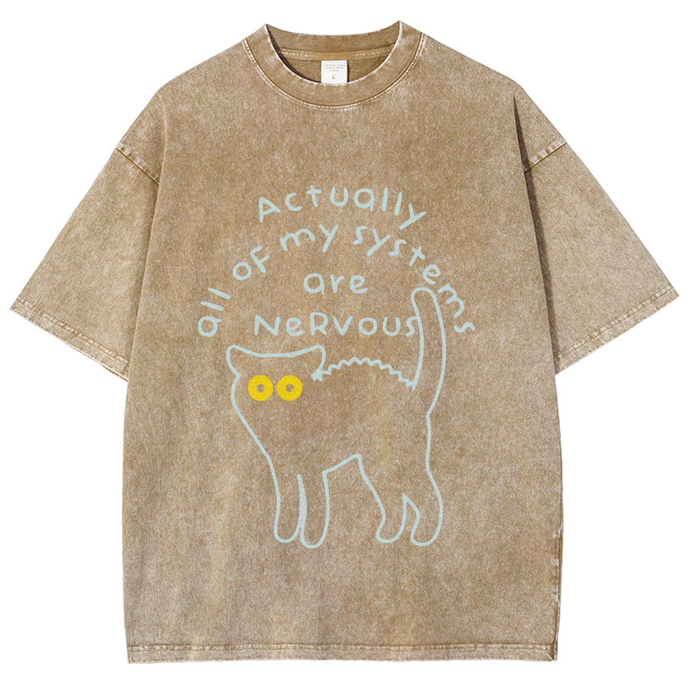 Actually All Of My Systems Are Nervous Washed T-Shirt