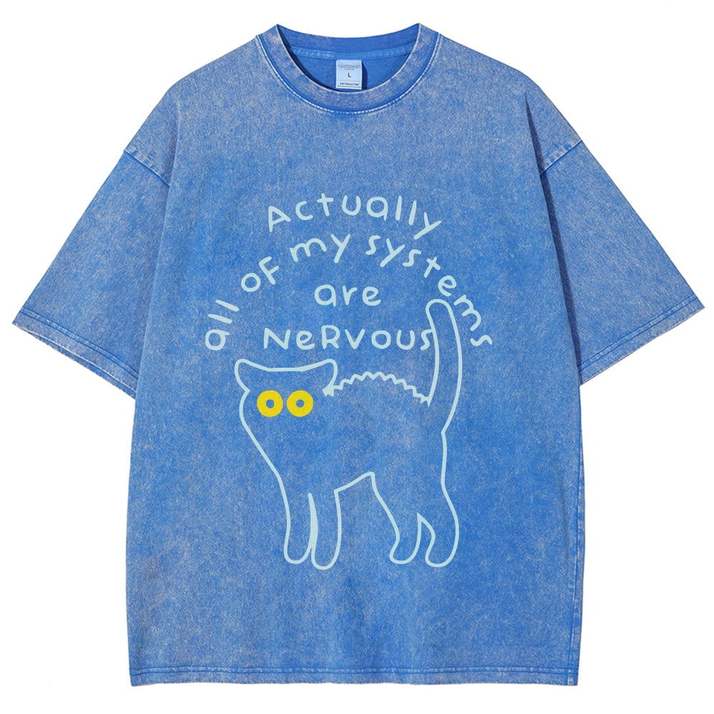 Actually All Of My Systems Are Nervous Washed T-Shirt