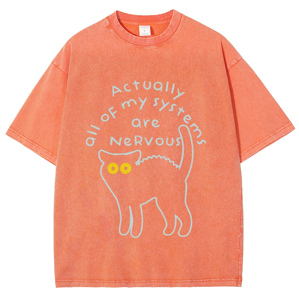 Actually All Of My Systems Are Nervous Washed T-Shirt
