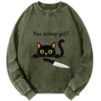 Cat With Murderous Intent Washed Sweatshirt