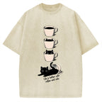 Coffee and Cats Vintage Washed T-shirt
