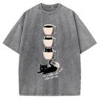 Coffee and Cats Vintage Washed T-shirt