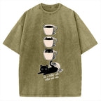 Coffee and Cats Vintage Washed T-shirt
