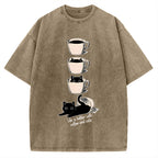 Coffee and Cats Vintage Washed T-shirt