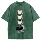 Coffee and Cats Vintage Washed T-shirt