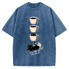 Coffee and Cats Vintage Washed T-shirt