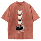Coffee and Cats Vintage Washed T-shirt