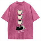 Coffee and Cats Vintage Washed T-shirt