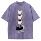 Coffee and Cats Vintage Washed T-shirt