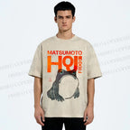 Unisex Matsumoto Hoji Frog Printed Washed Tee