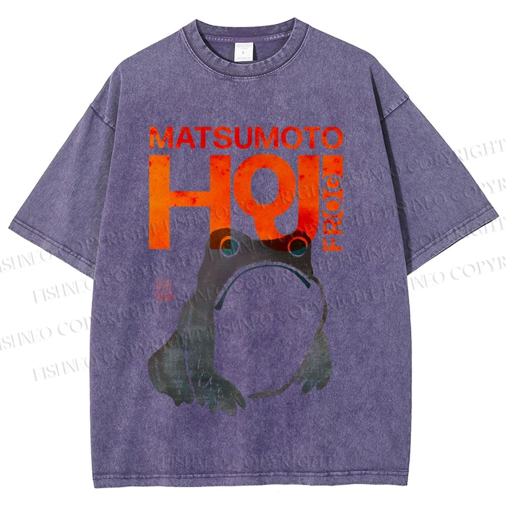 Unisex Matsumoto Hoji Frog Printed Washed Tee