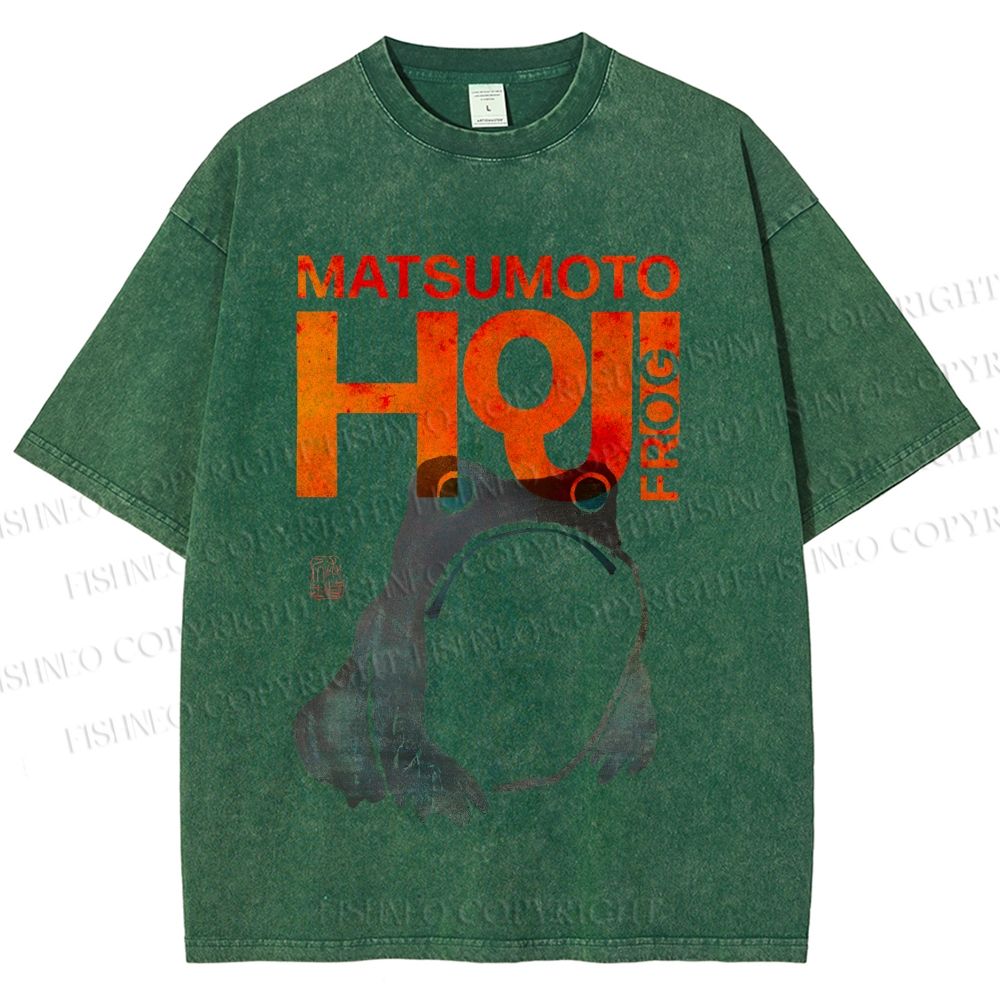 Unisex Matsumoto Hoji Frog Printed Washed Tee