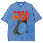 Unisex Matsumoto Hoji Frog Printed Washed Tee