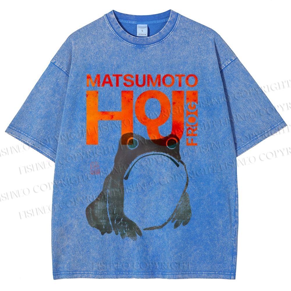Unisex Matsumoto Hoji Frog Printed Washed Tee