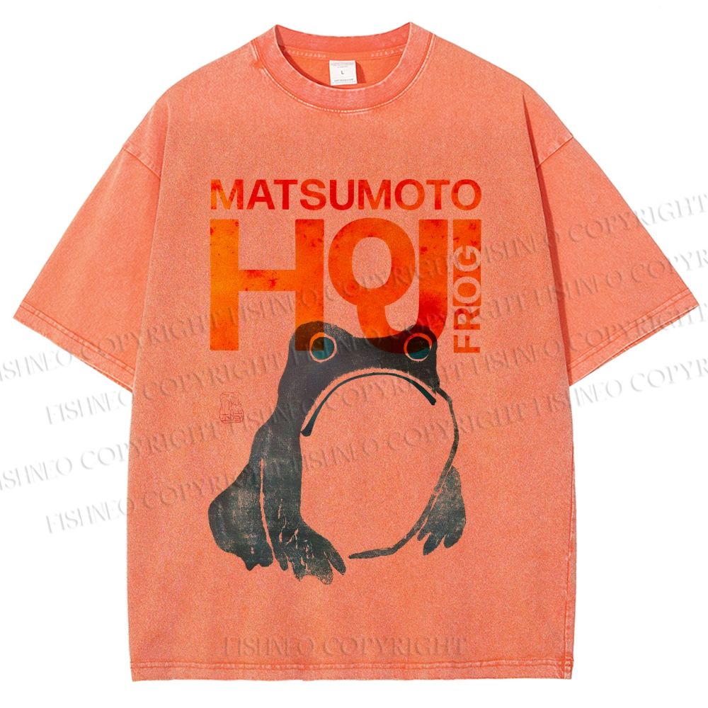 Unisex Matsumoto Hoji Frog Printed Washed Tee