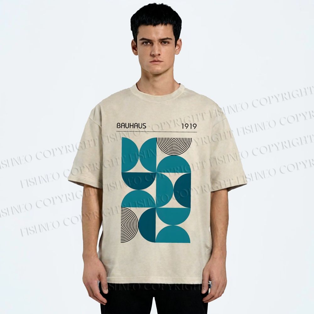 Unisex Bauhaus Geometry Printed Washed Tee