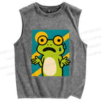 Unisex The Helpless Frog Printed Washed Tank Top
