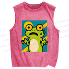 Unisex The Helpless Frog Printed Washed Tank Top
