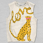 Unisex Funny Panther With Love Tail Printed Tank Top