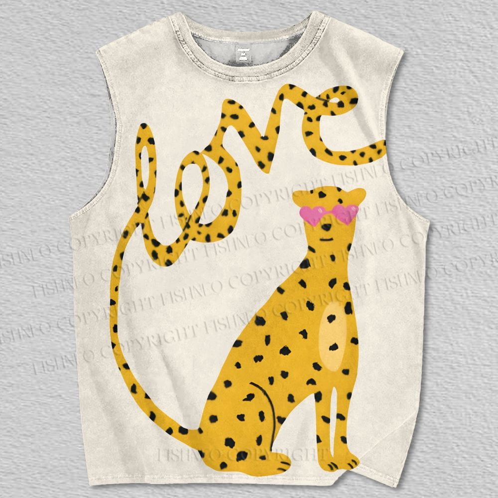 Unisex Funny Panther With Love Tail Printed Tank Top