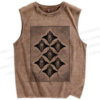 Unisex Manta Ray in Square Printed Washed Tank Top