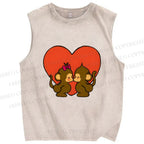 Unisex Monkey in Love Printed Washed Tank Top