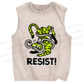 Unisex Tiger Snake Resist Printed Washed Tank Top