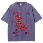 Unisex Yayoi Kusama Love Dog Printed Washed Tee
