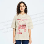 Unisex Yayoi Kusama Cat With Dots Printed Washed Tee