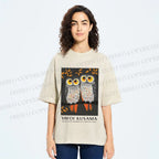 Unisex Dotty Owl Duo Printed Washed Tee