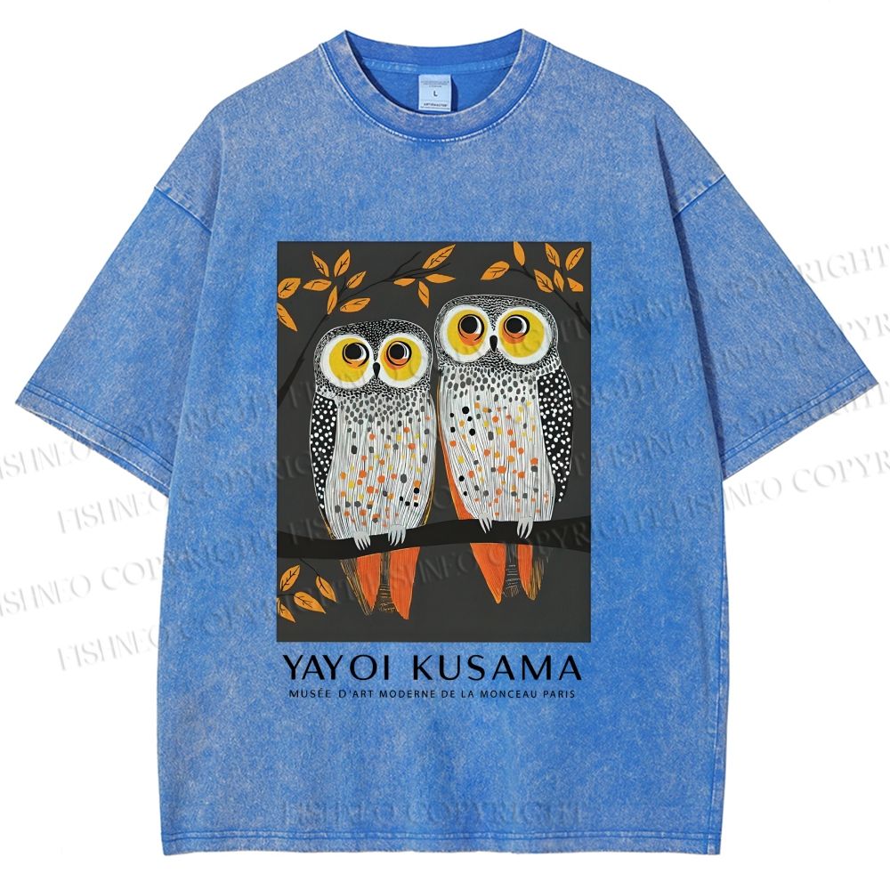 Unisex Dotty Owl Duo Printed Washed Tee