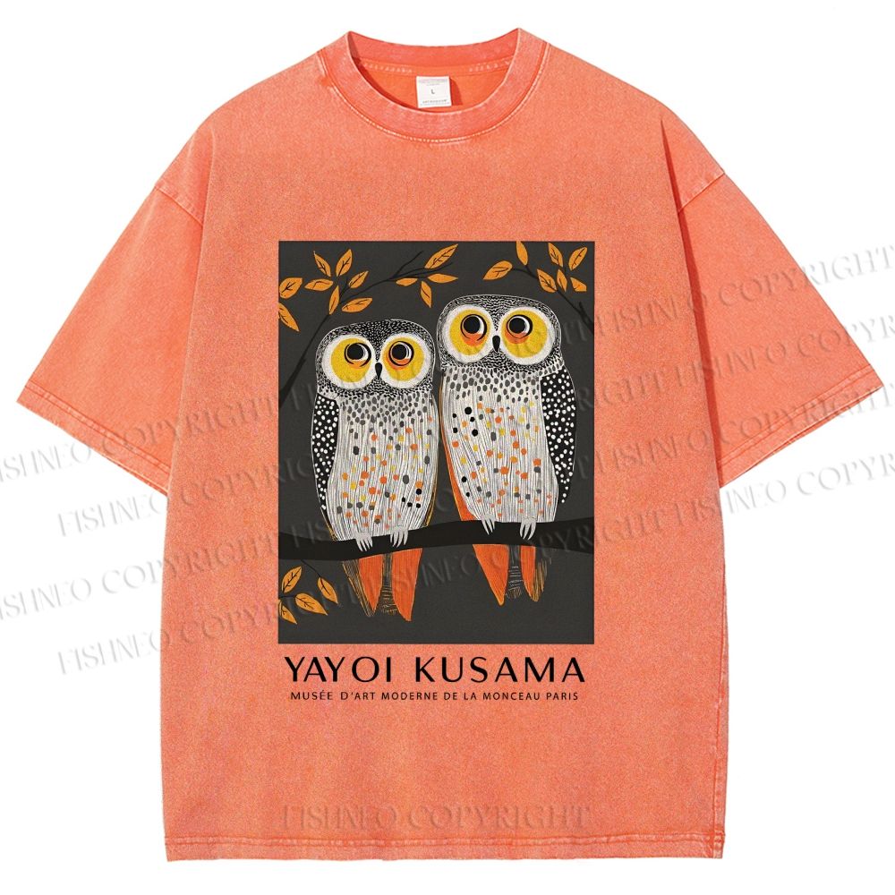 Unisex Dotty Owl Duo Printed Washed Tee
