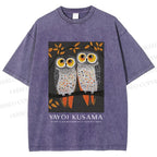Unisex Dotty Owl Duo Printed Washed Tee