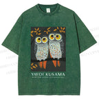 Unisex Dotty Owl Duo Printed Washed Tee