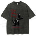 Unisex Balloon Dog Oops Printed Washed Tee