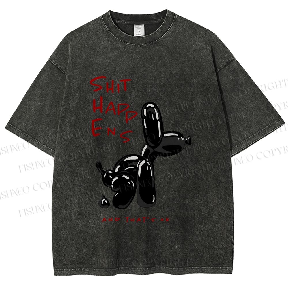 Unisex Balloon Dog Oops Printed Washed Tee