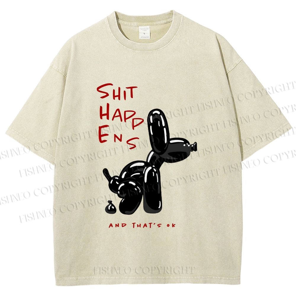 Unisex Balloon Dog Oops Printed Washed Tee