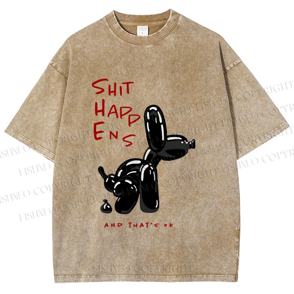 Unisex Balloon Dog Oops Printed Washed Tee