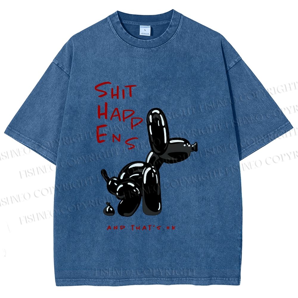 Unisex Balloon Dog Oops Printed Washed Tee