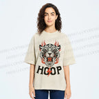 Unisex Hoop Tiger Printed Washed Tee