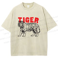 Unisex Tiger Printed Washed Tee