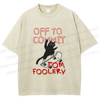 Unisex Skate Cat Shenanigans Printed Washed Tee