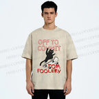 Unisex Skate Cat Shenanigans Printed Washed Tee