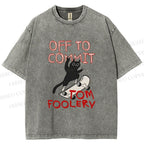 Unisex Skate Cat Shenanigans Printed Washed Tee