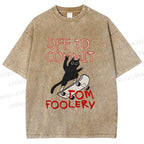 Unisex Skate Cat Shenanigans Printed Washed Tee