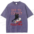 Unisex Skate Cat Shenanigans Printed Washed Tee