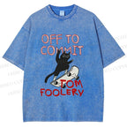 Unisex Skate Cat Shenanigans Printed Washed Tee