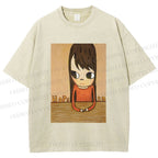 Unisex Yoshitomo Nara Hope So Girl Printed Washed Tee