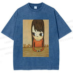 Unisex Yoshitomo Nara Hope So Girl Printed Washed Tee